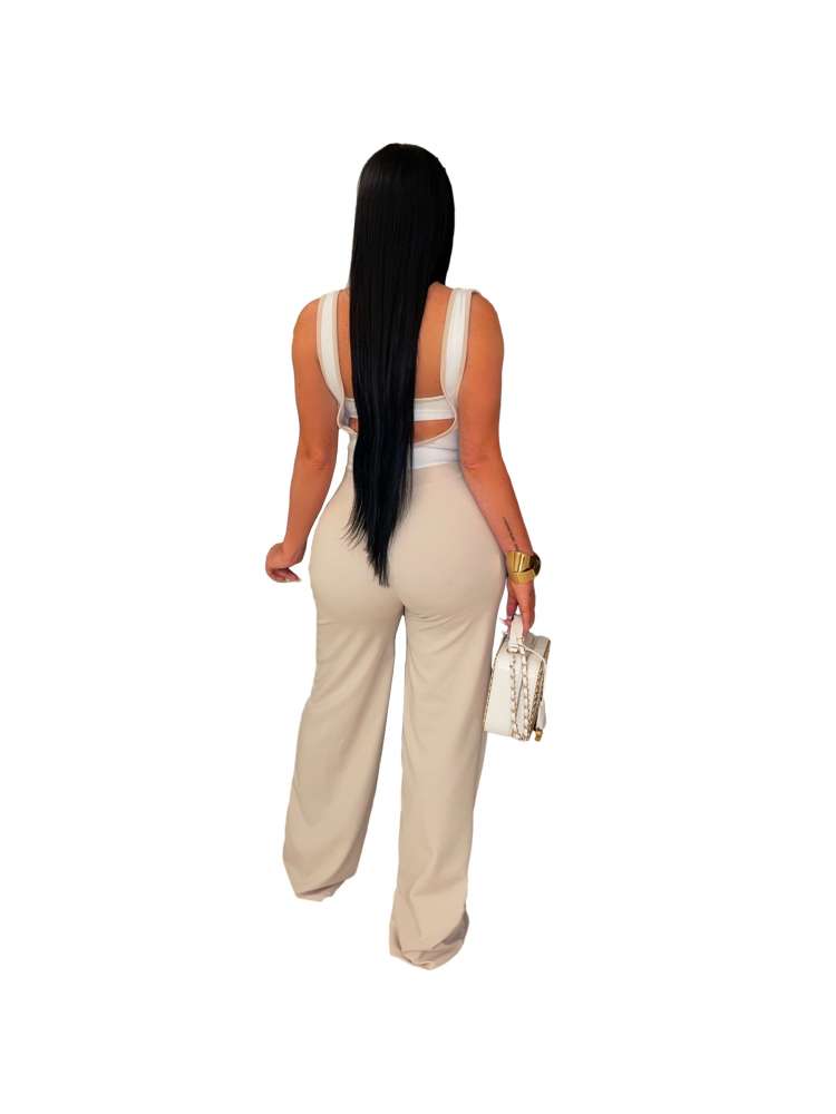 Colorblock Backless High Rise Sleeveless Jumpsuits